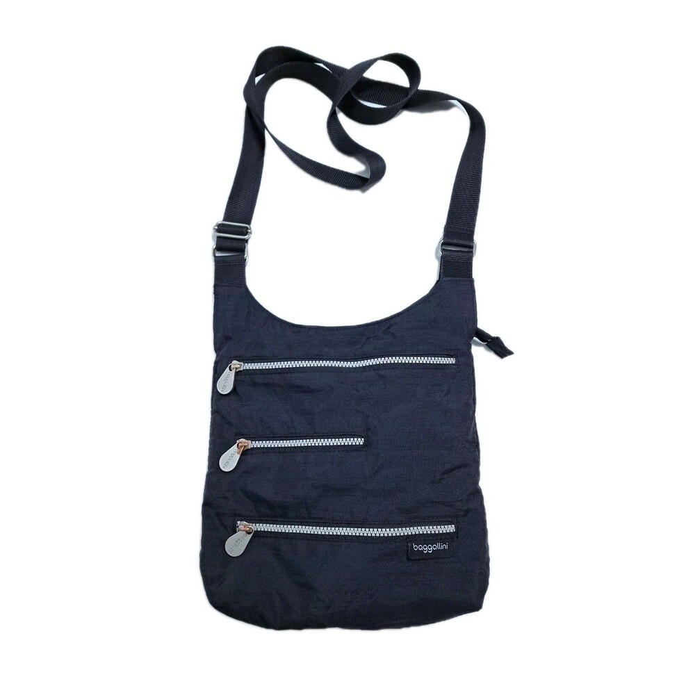 Baggallini Crossbody Bag Travel Nylon RFID Pocket Black Highway 3 Zipper Credit